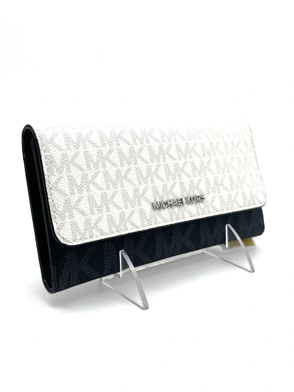 Michael Kors Large Jet Set Travel Trifold Wallet - Optic White Multi